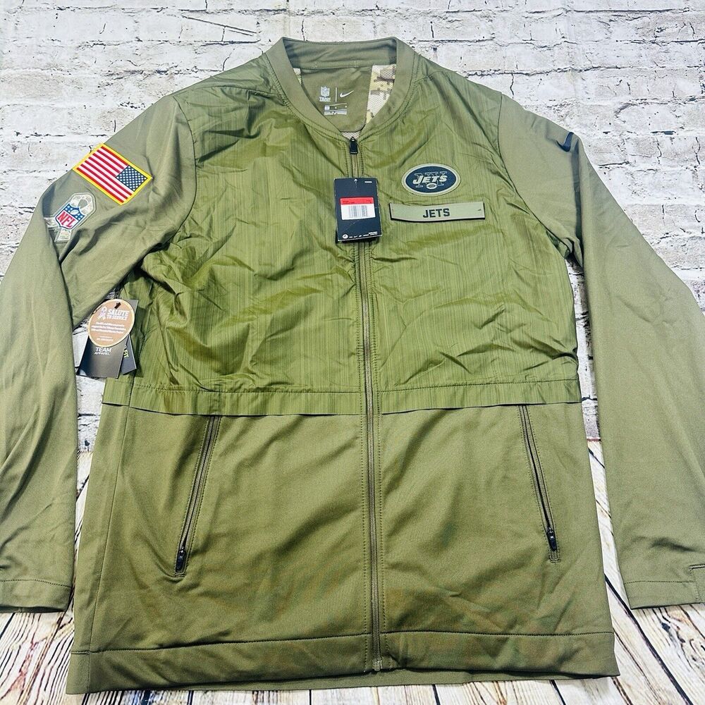 Nike Men's Jacket Full Zip Sz.Large Green Salute to Service‎ NFL New York Jets